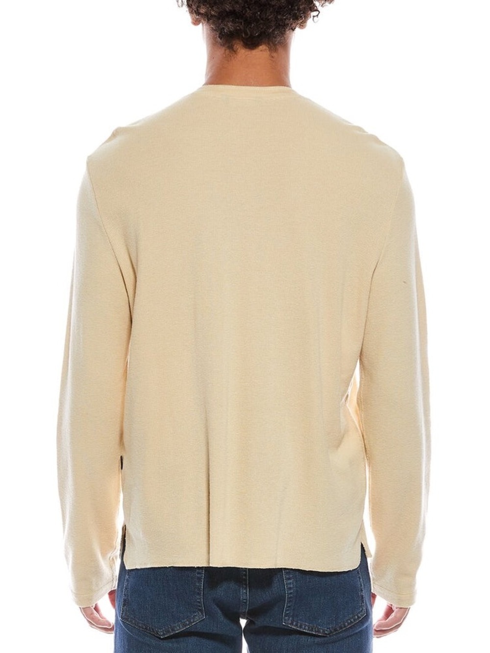 7 For All Mankind Long Sleeve Henley in Light Beige - Picture 6 of 12